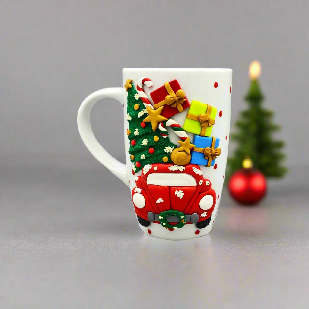 Festive Ceramic Christmas Mug With 3D Christmas Tree -8