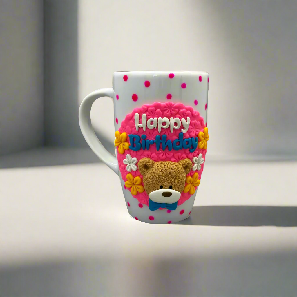 Ceramic Mug with 3D Birthday Teddy Bear