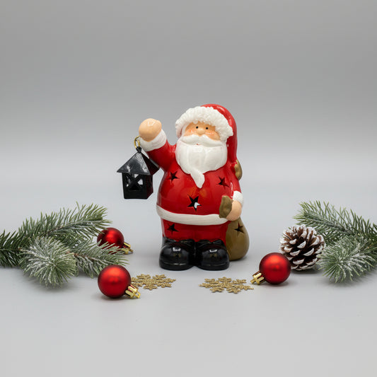 Ceramic Santa Holding Lantern