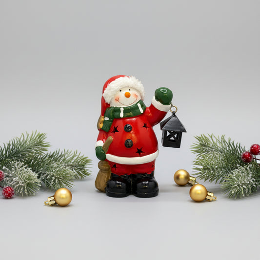 Ceramic Snowman  Holding Lantern
