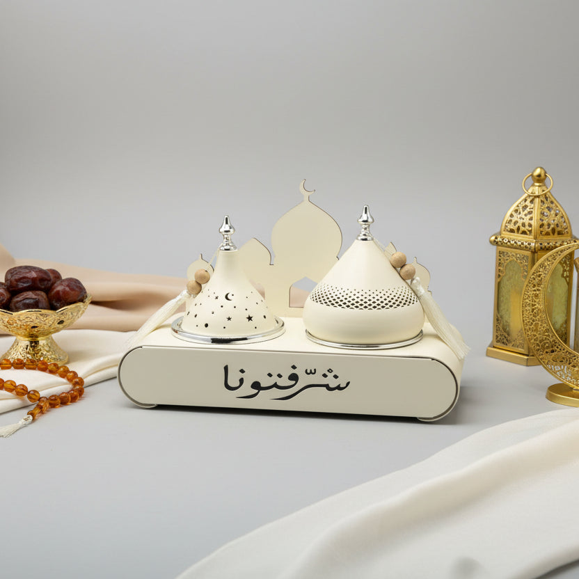 Decorative wall art with Arabic calligraphy on a plain background