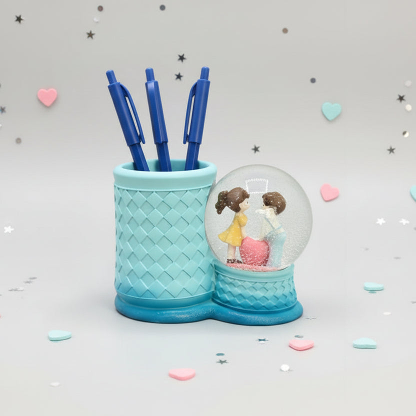 Boy and Girl Water Globe and Pen Holder