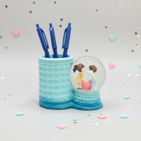Boy and Girl Water Globe and Pen Holder
