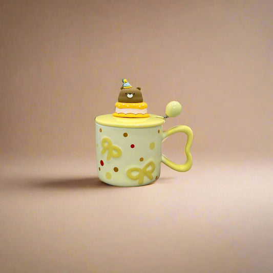Yellow teddy bear-shaped mug