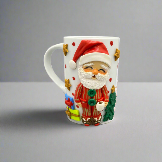 Festive Ceramic Christmas Mug With 3D Handmade Santa - 2