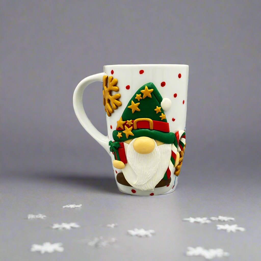 Festive Ceramic Christmas Mug With 3D Handmade Santa - 4