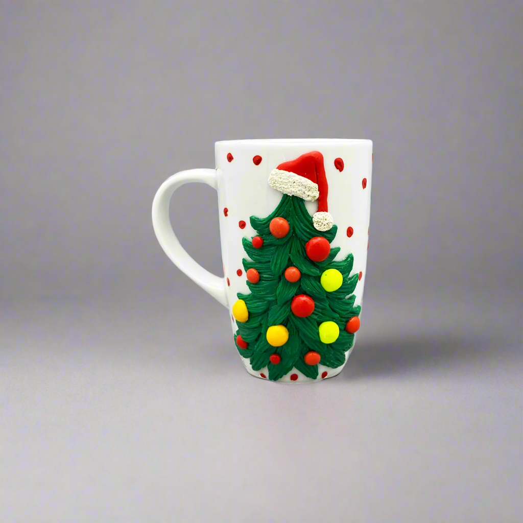 Festive Ceramic Christmas Mug With 3D Handmade Santa - 5