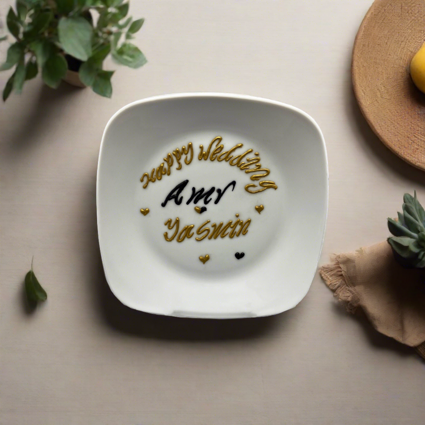 Hand Made Plate ( Happy Wedding )